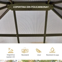 Outsunny Gradina Foisor cu Plasa de tantari 3.6x3m, Acoperisin Policarbonat, culoare Maro(m-5)