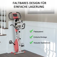 HOMCOM Rower treningowy trenażer rowerowy rower stacjonarny wyświetlacz LCD składany regulowany kolor różowy + biały(m-7)