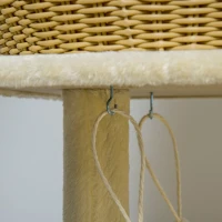 PawHut Arbre à chats sisal naturel grande niche plateforme jeu boule hamac peluche résine aspect rotin 60 x 49 x 130 cm beige(m-8)