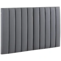 HOMCOM Tête de lit rembourrée panneau rembourrée panneau mural d'appoint revêtement en flanelle cadre en bois de caoutchouc 160 x 100 cm gris(m-1)