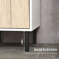 kleankin Coluna Casa de Banho Armário Alto Auxiliar de Casa de Banho com 2 Portas e 6 Prateleiras 31,5x30x169 cm Branco e Carvalho(m-6)