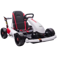 HOMCOM Kart Elétrico Infantil Bateria 12V com Velocidade 3-6 km/h Controlo Remoto Música Buzina 116x74x57,5cm Branco(m-1)