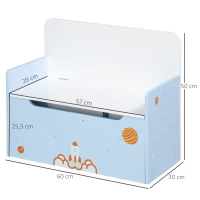 ZONEKIZ Baú Infantil 2 em 1 Baú de Armazenamento Organizador de Brinquedos com Tampa de Fechamento Seguro 60x30x50cm Azul(m-3)