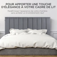 HOMCOM Tête de lit rembourrée panneau rembourrée panneau mural d'appoint revêtement en flanelle cadre en bois de caoutchouc 160 x 100 cm gris(m-4)