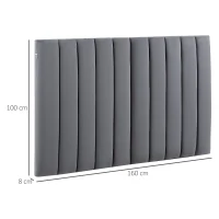 HOMCOM Tête de lit rembourrée panneau rembourrée panneau mural d'appoint revêtement en flanelle cadre en bois de caoutchouc 160 x 100 cm gris(m-3)