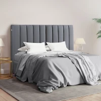 HOMCOM Tête de lit rembourrée panneau rembourrée panneau mural d'appoint revêtement en flanelle cadre en bois de caoutchouc 160 x 100 cm gris(m-6)