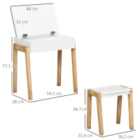 HOMCOM Ensemble table et chaise enfant style scandinave avec coffre de rangement 54,5 x 38 x 57,1 cm naturel et blanc(m-3)
