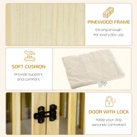 PawHut Wooden Dog Crate Furniture, with Bowl, Storage, Cushion, for Small Dogs - Natural Finish(m-7)