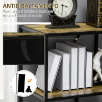 HOMCOM Libreria Moderna 4 Ripiani Stile Industriale in Legno e Metallo, 83x34x180cm, Marrone(m-5)