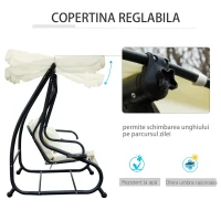 Outsunny sezlong gradina, rabatabil, 200×120×164cm, crem(m-6)