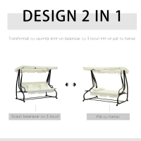 Outsunny sezlong gradina, rabatabil, 200×120×164cm, crem(m-5)