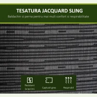 Outsunny Balansoar pentru Gradina pentru 3 Persoane cu Copertină Reglabilă și Perne, 200x120x170cm, Negru(m-5)