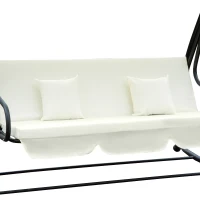 Outsunny sezlong gradina, rabatabil, 200×120×164cm, crem(m-9)