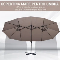 Outsunny Umbrela Dubla din Poliester Anti-UV Impermeabila, Maro 270x460x250cm(m-5)