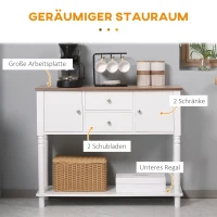 HOMCOM Sideboard, Buffetschrank, 2 Schrankfächer, 2 Schubladen, Tischplatte mit Holzmaserung, weiß, 100 x 35 x 81,5cm(m-4)