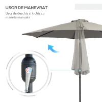 Outsunny Umbrela de Soare pentru Plaja sau Gradina Impermeabila din Otel Maro Cafea Φ3x2.50m(m-5)