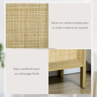 HOMCOM Bibliothèque style naturel 3 étagères placard 2 portes aspect bois et cannage 80 x 37 x 163 cm bois naturel(m-5)