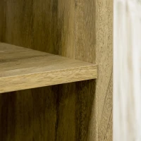 HOMCOM Bibliothèque style naturel 3 étagères placard 2 portes aspect bois et cannage 80 x 37 x 163 cm bois naturel(m-8)