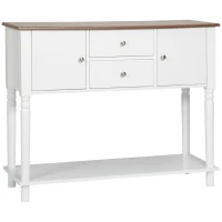 HOMCOM Sideboard, Buffetschrank, 2 Schrankfächer, 2 Schubladen, Tischplatte mit Holzmaserung, weiß, 100 x 35 x 81,5cm(m-1)