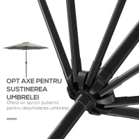 Outsunny Umbrela de Soare pentru Plaja sau Gradina Impermeabila din Otel Maro Cafea Φ3x2.50m(m-7)