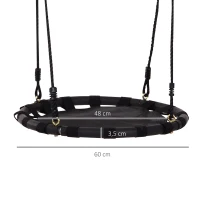 HOMCOM 60cm Kids Hanging Tree Swing Nest Seat Metal Frame Backyard Playground Black(m-3)