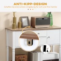 HOMCOM Sideboard, Buffetschrank, 2 Schrankfächer, 2 Schubladen, Tischplatte mit Holzmaserung, weiß, 100 x 35 x 81,5cm(m-6)