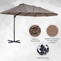 Outsunny Umbrela Dubla din Poliester Anti-UV Impermeabila, Maro 270x460x250cm(m-6)