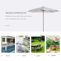 Outsunny Umbrela din Lemn Umbrela Soare pentru Gradina Balcon Alb 3 m(m-7)