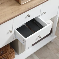 HOMCOM Sideboard, Buffetschrank, 2 Schrankfächer, 2 Schubladen, Tischplatte mit Holzmaserung, weiß, 100 x 35 x 81,5cm(m-7)