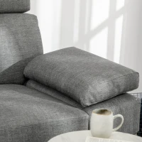 HOMCOM Canapea din piele artificiala cu 2 locuri cu tetiera reglabila pe 5 niveluri, canapea moderna pentru salon si sufragerie, 189x96,5x84cm, gri(m-8)