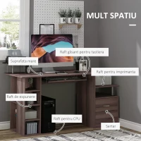HOMCOM birou din lemn, pentru calculator,152x60x80cm, maro(m-4)