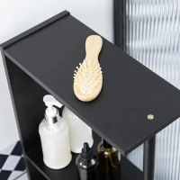 HOMCOM Dulap cu coloana din lemn ce economie de spatiu, dulap de baie cu rafturi, dulap si sertare, negru, 15x33x136cm(m-8)