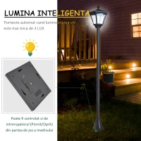 Outsunny Felinar de Gradina Led Panouri Solare, Negru, 120cm(m-6)
