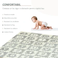 HOMCOM covor puzzle litere si cifre,182.5x182.5x1cm gri(m-5)