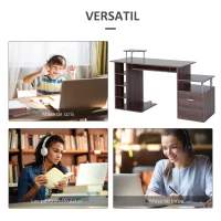 HOMCOM birou din lemn, pentru calculator,152x60x80cm, maro(m-6)