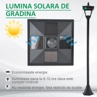 Outsunny Felinar de Gradina Led Panouri Solare, Negru, 120cm(m-5)