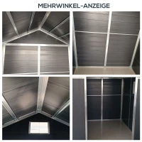 Outsunny Gerätehaus mit Fenster Aluminium Geräteschuppen mit Schloss Schlüssel Gartenhaus Garten Schuppen Grau PVC 186 x 183,5 x 218 cm(m-7)