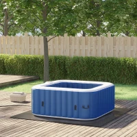 Outsunny Spa Gonflable carré 4 Personnes dim. 1,85L x 1,85l x 0,65H m - 910 litres 100 Jets de Massage - Fonctions Chauffage Filtration - Liner PVC Blanc Bleu(m-2)