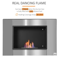 HOMCOM Wall Fireplace Ethanol Fireplace Ventless Real Flame 1.5L Burner(m-5)