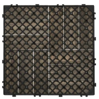 Outsunny 27 Pcs Wooden Interlocking Decking Tiles, Outdoor Flooring Tiles for Patio, Balcony, Terrace, Hot Tub, 30 x 30 cm per Piece, 2.5㎡ per Pack, Charcoal Grey(m-7)