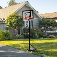 SPORTNOW 2.1-2.6m Adjustable Basketball Hoop and Basketball Stand w/ Backboard and Weighted Base, Portable on Wheels, Black(m-8)