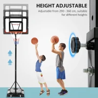 SPORTNOW 2.1-2.6m Adjustable Basketball Hoop and Basketball Stand w/ Backboard and Weighted Base, Portable on Wheels, Black(m-4)
