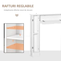 HOMCOM Masca pentru Semineu din Lemn MDF cu Dulapioare, Cadru decorativ pentru Semineu 107x18x100cm, Alb(m-5)