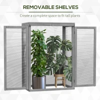 Outsunny 3-tier Cold Frame with Openable Top Cover and Double Doors, Garden Wooden Greenhouse with Storage Shelf, Polycarbonate Grow House for Plants, Flowers, Dark Grey(m-7)