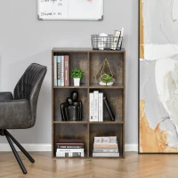 HOMCOM Six-Cube Bookcase - Rustic Brown Wood Effect(m-1)