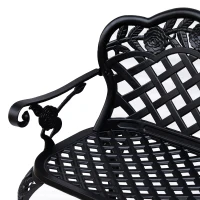 Outsunny Cast Aluminium Garden Bench - Outdoor Patio 2 Seater High Back Chair with Armrest, Antique Style, Black(m-8)