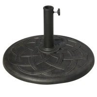 Outsunny 19KG Resin Umbrella Base Garden Parasol Base Stand Round Sun Shade Holder Suitable For Pole Between Φ38mm to Φ48mm(m-1)