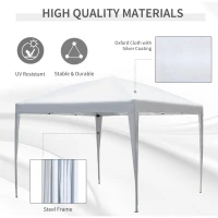 Outsunny 3 x 3M Garden Pop Up Gazebo Height Adjustable Marquee Party Tent Wedding Canopy with Carrying Bag, White(m-4)