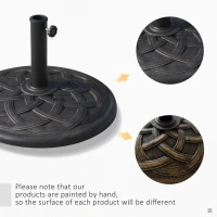 Outsunny 19KG Resin Umbrella Base Garden Parasol Base Stand Round Sun Shade Holder Suitable For Pole Between Φ38mm to Φ48mm(m-7)