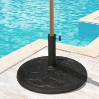 Outsunny 19KG Resin Umbrella Base Garden Parasol Base Stand Round Sun Shade Holder Suitable For Pole Between Φ38mm to Φ48mm(m-10)